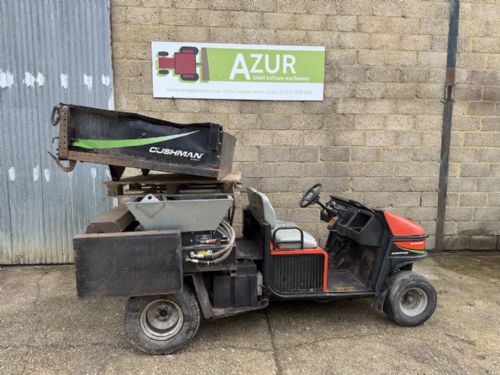 Cushman Truckster with Turfco UTM60 topdresser and cargo box for sale